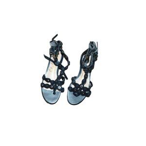 Sam Edelman Size 6 Black Suede Leather Flat Gladiator Sandals NEW